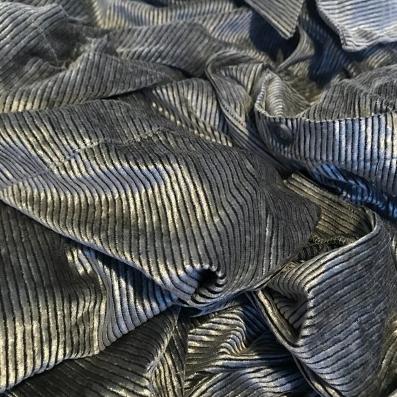Vtg Jay Y. Ko Studios Silver Corduroy Striped Velvet Button Up Long Sleeve Large - Picture 5 of 14